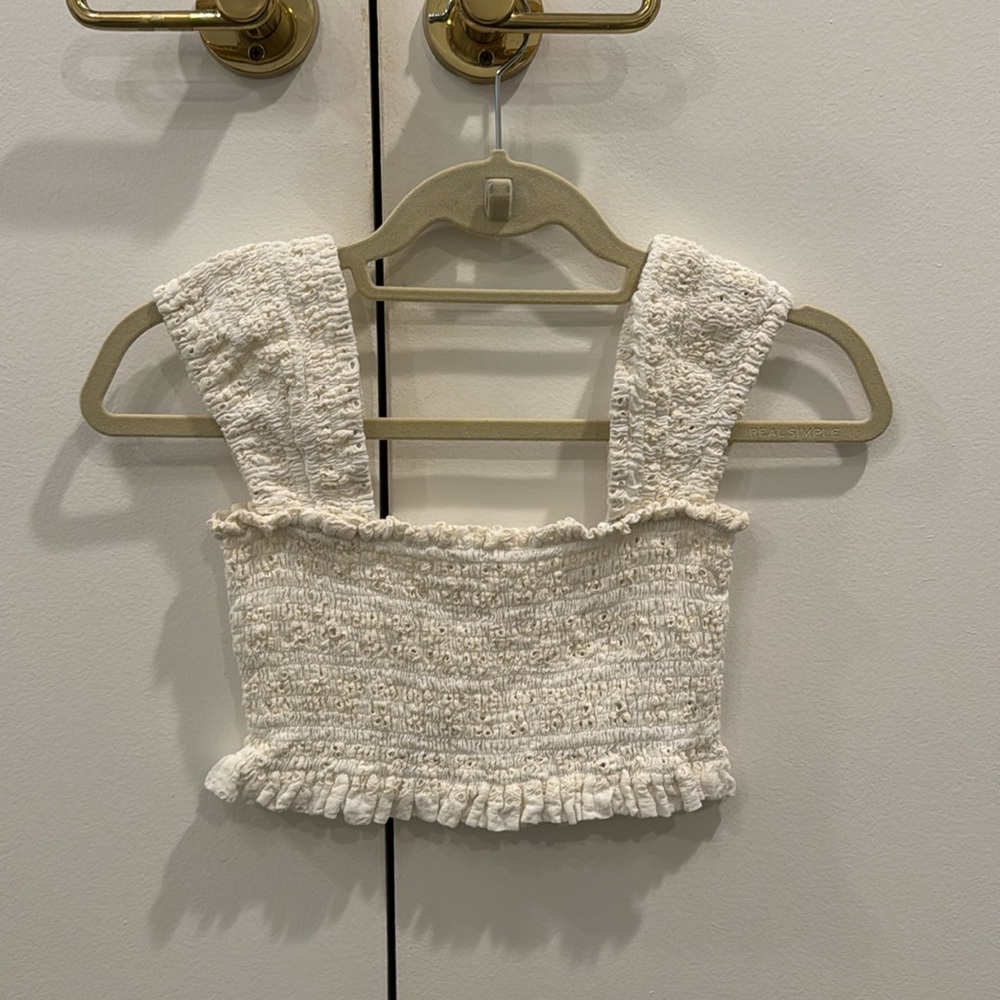 Olivaceous White/Cream Crochet Crop Top